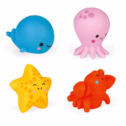 JANOD J04703 jeu, jouet et adhésif de bain Animal de bain Bleu, Rose, Rouge, Jaune