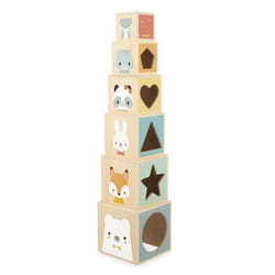 Ma première Pyramide en Bois - Jouet dÉveil - 6 Cubes à Empiler - Jouet dEmpilement et dEncastrement - Dès 12 Mois