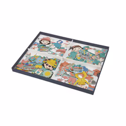 JANOD Calendrier des Saisons - 1 Tableau Aimanté Bois - 1 Roue - 125 Magnets - 4 Cartes - 1 Boîte de Rangement - Jouet Educatif - Apprentissage du Temps