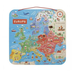 Puzzle carte dEurope magnétique Janod - Enfant 7 ans et plus - 40 magnets en bois - Illustré - Bleu