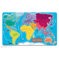 JANOD - J05504 - Puzzle Monde Magnétique - Version anglaise (bois)