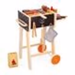 Jouet dimitation - JANOD - Barbecue en Bois - 57 Accessoires - 2 Roues Silencieuses - Dès 3 Ans
