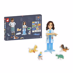 JANOD Un Jour Le Vétérinaire - 40 Accessoires en Carton - Grand Personnage - Jouet d'Imitation Métier - Développe l'imagination - Produit FSC TM - Vue supplémentaire 4