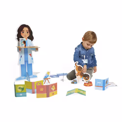 JANOD Un Jour Le Vétérinaire - 40 Accessoires en Carton - Grand Personnage - Jouet d'Imitation Métier - Développe l'imagination - Produit FSC TM - Vue supplémentaire 7