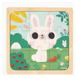 Puzzle en bois Lapin Blanc - JANOD - Pour enfants dès 18 mois - 9 pièces - Thème Animaux