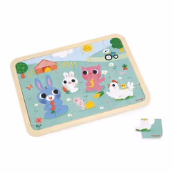 Puzzle en Bois 24 Pièces Enfant Dès 4 ans - Thème Ferme - Modèle inclus + Jeu des 5 Erreurs sur le Plateau