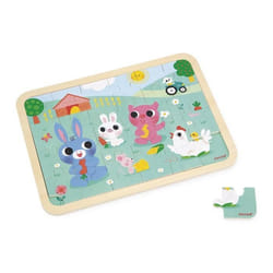 Puzzle en Bois 24 Pièces Enfant Dès 4 ans - Thème Ferme - Modèle inclus + Jeu des 5 Erreurs sur le Plateau