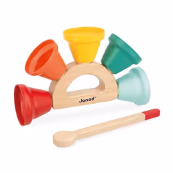 Clochette en métal - jouet musical de 5 clochettes - à partir de 18 mois