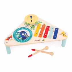 Table Musicale en Bois Gioia - 3 Instruments de Musique Enfant - Jouet dImitation et dÉveil Musical - Dès 12 Mois