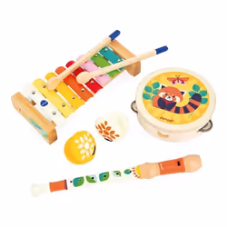 Set Musical Gioia - 4 Instruments de Musique Enfant - Jouets dImitation et dÉveil Musical - Jeu en Bois FSC - Dès 18 Mois