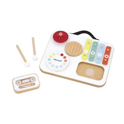 Table musicale bébé - JANOD - J07679 - 5 activités - Bois FSC - Plateau de rangement & poignée