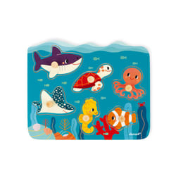 JANOD Marine Animals Wooden Pin Puzzle - In partnership with WWF®