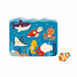 JANOD Marine Animals Wooden Pin Puzzle - In partnership with WWF®