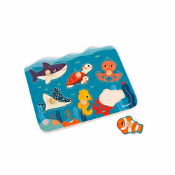 JANOD Marine Animals Wooden Pin Puzzle - In partnership with WWF®