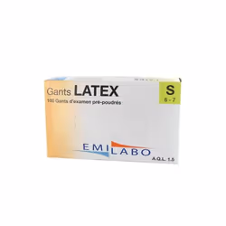 Boite de 100 Gants Latex pré-poudrés Taille S / 6-7 EMILABO