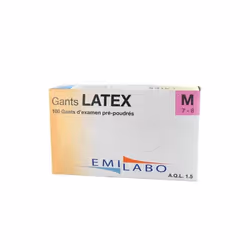 Boite de 100 Gants Latex pré-poudrés Taille M / 7-8 EMILABO