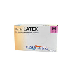 Boite de 100 Gants Latex pré-poudrés Taille M / 7-8 EMILABO