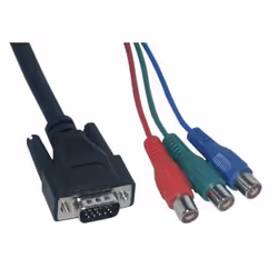 MCL Cable Adapteur VGA / YUV, 0,2 m, VGA (D-Sub), 3 x RCA, Noir, Mâle/Mâle