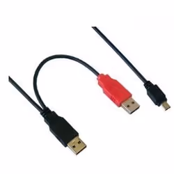 MCL MC922APB/2-1M, 1 m, 2 x USB A, Mini-USB B, Mâle/Mâle, 480 Mbit/s, Noir
