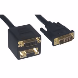 MCL Adapteur EN Cable DVI-I M / HD15 FM + DVI-I FM, 0,2 m, DVI-I, DVI-I, Noir, Mâle/Femelle