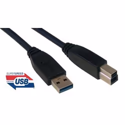 MCL MC923AB-1M/N, 1 m, USB A, USB B, Mâle/Mâle, Noir