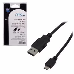 MCL MC922AHBZ-2M, 2 m, USB A, Micro-USB B, USB 2.0, Mâle/Mâle, Noir