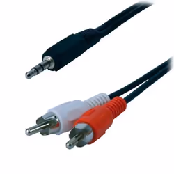 MCL MC720GE-1.5M, 3,5mm, Mâle, 2 x RCA, Mâle, 1,5 m, Noir