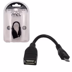 MCL 12cm USB A/Micro USB, 0,12 m, USB A, Micro-USB B, USB 2.0, Mâle/Femelle, Noir