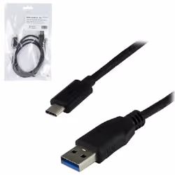 MCL USB 3.1 Type-C / USB 3.0 Type-A 1 m, 1 m, USB C, USB A, USB 3.2 Gen 1 (3.1 Gen 1), Mâle/Mâle, Noir