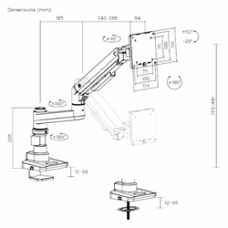 MCL MS3A99AZSBAE4920N support d'écran plat pour bureau 124,5 cm (49") Noir - Vue supplémentaire 5