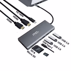MCL 10-PORT DOCKING STATION HDMI station d'accueil Tablette/Smartphone/ordinateur portable Noir, Gris - Vue supplémentaire 6