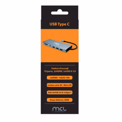 MCL 10-PORT DOCKING STATION HDMI station d'accueil Tablette/Smartphone/ordinateur portable Noir, Gris - Vue supplémentaire 7