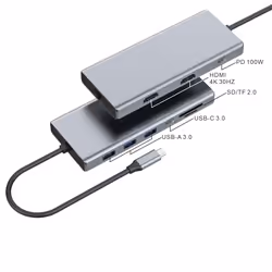 MCL 10-PORT DOCKING STATION HDMI station d'accueil Tablette/Smartphone/ordinateur portable Noir, Gris - Vue supplémentaire 8