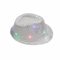 CHAPEAU BORSALINO 6 LED SEQUIN ARGENT