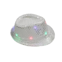 CHAPEAU BORSALINO 6 LED SEQUIN ARGENT