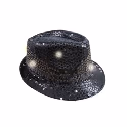 CHAPEAU BORSALINO 6 LED SEQUIN NOIR