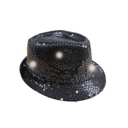 CHAPEAU BORSALINO 6 LED SEQUIN NOIR