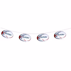 GUIRLANDE À FANIONS BALLON RUGBY FRANCE PAPIER 5M Blanc