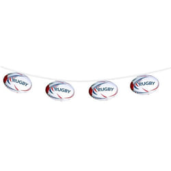 GUIRLANDE À FANIONS BALLON RUGBY FRANCE PAPIER 5M  Blanc