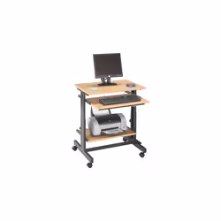 Réglable en hauteur pour une utilisation assise ou debout. Structure : Plateau de particules mélaminé épaisseur 19 mm. Chants ...