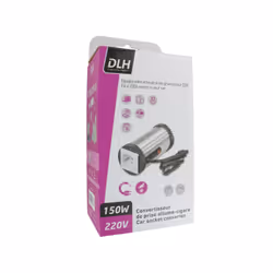 DLH CONVERTISSEUR DE PRISE ALLUME-CIGARE 12V/220V UNIVERSEL 150W AVEC PORT USB 2.1A