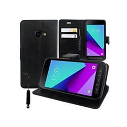 DLH ETUI FOLIO NOIR PORTE CARTES AVEC RABAT POUR SAMSUNG GALAXY XCOVER 4 et GALAXY XCOVER 4S (/ SM-G398)