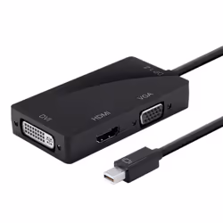 DLH ADAPTATEUR MINI DISPLAYPORT VERS HDMI / DVI / VGA, 0,17 m, Mini DisplayPort, DVI-D + VGA (D-Sub) + HDMI, Mâle, Femelle, D ...