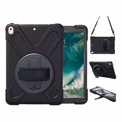 DLH COQUE RENFORCEE AVEC BANDOULIERE, POIGNEE ROTATIVE ET PIED SUPPORT POUR APPLE IPAD PRO 10.5" / IPAD AIR (2019) / IPAD AIR ...