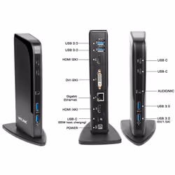 DLH STATION D'ACCUEIL UNIVERSELLE USB-C ET USB-A TRIPLE AFFICHAGE AVEC POWER DELIVERY 65W, Station d'accueil, 65 W, 10,100,10 ...