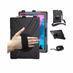 DLH Coque renforcée avec emplacement stylet, bandoulière, poignée rotative et pied support pour SAMSUNG Galaxy Tab Active Pro ...