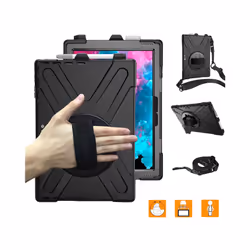 DLH Coque renforcée avec emplacement stylet, bandoulière, poignée rotative et pied support pour SAMSUNG Galaxy Tab Active Pro (/ / et Galaxy Tab Active 4 Pro (/ SM-T636)
