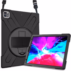 DLH COQUE RENFORCÉE AVEC BANDOULIÈRE, POIGNÉE ROTATIVE ET PIED SUPPORT POUR APPLE IPAD PRO 11" 1ere et 2eme gen (2018 / 2020) ...