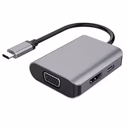 DLH ADAPTATEUR USB-C VERS HDMI ou VGA, 3840 x 2160 pixels, RoHS, CE, Noir, Argent, Aluminium, 42 g, 50 g