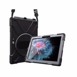 DLH COQUE RENFORCEE AVEC BANDOULIERE, POIGNEE ROTATIVE ET PIED SUPPORT POUR MICROSOFT SURFACE GO 2 / GO 3